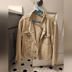 (Princess Polly) Khaki Denim Button Up Collared Jacket, Fits S-M